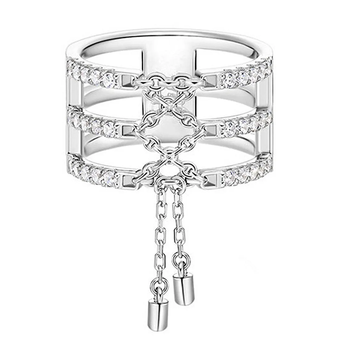 Diamond or Pink Sapphire Chain Bondage Ring