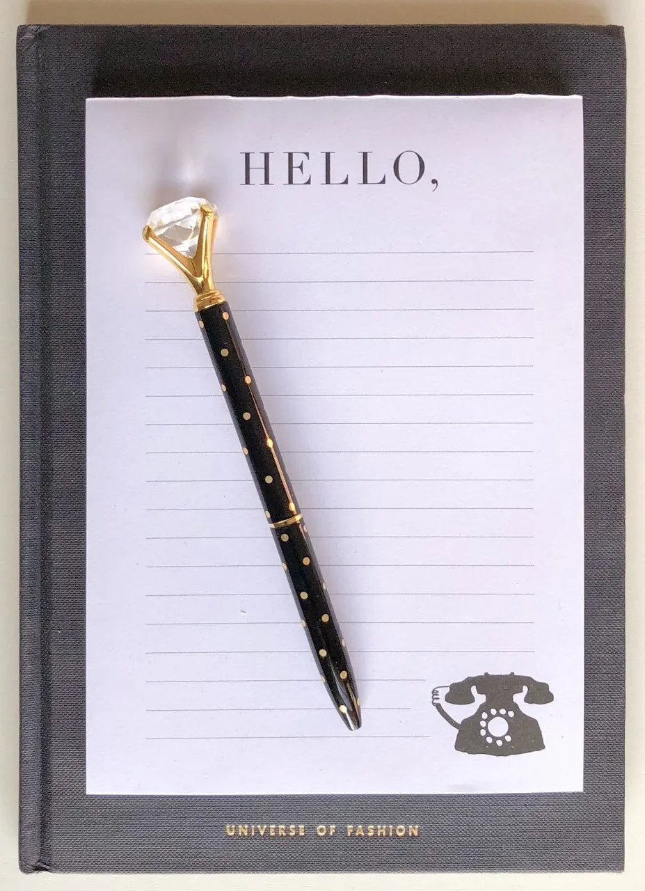 DIAMOND PEN, BLACK   GOLD DOT