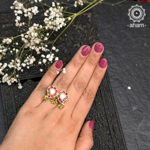 Double Paisley Gold Polish Silver Ring