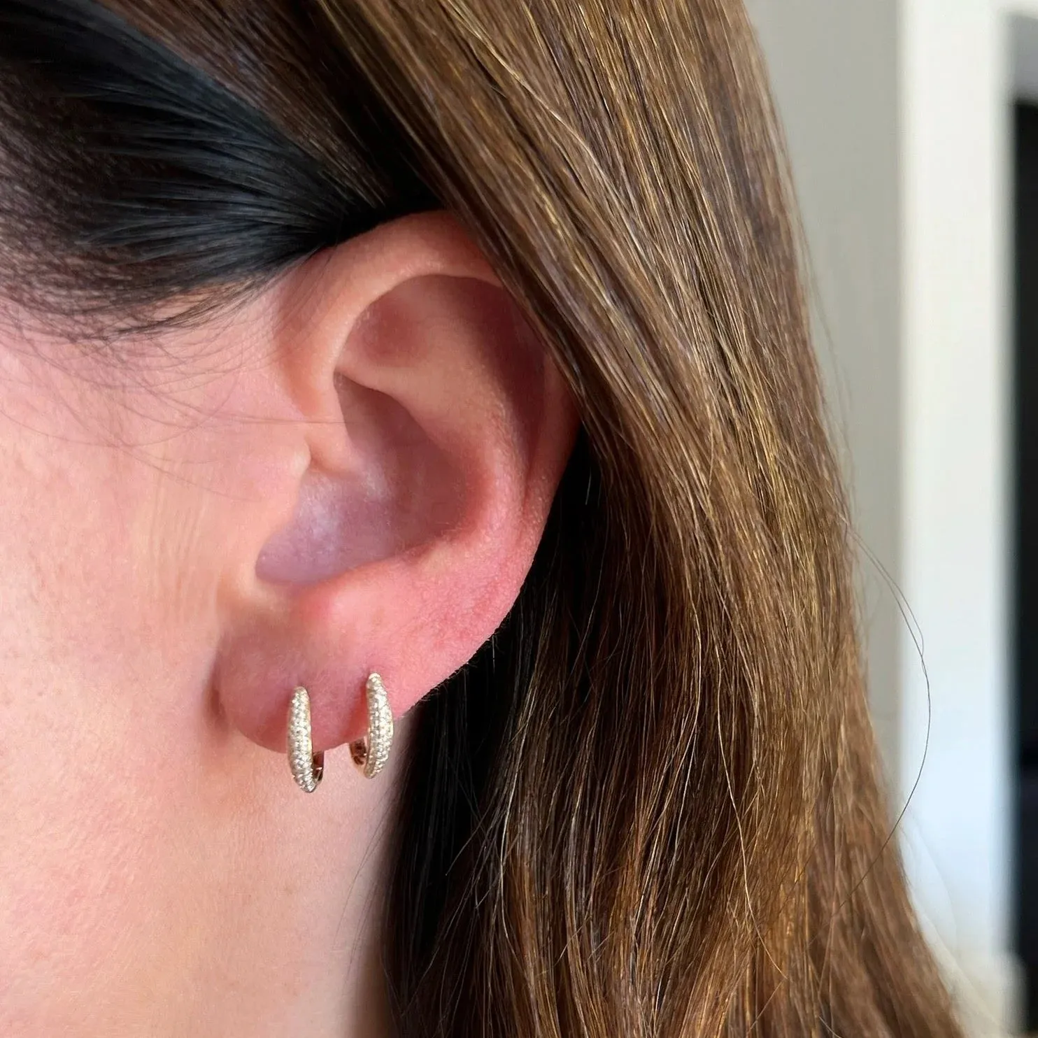 EF Collection Diamond Dome Huggie Earring
