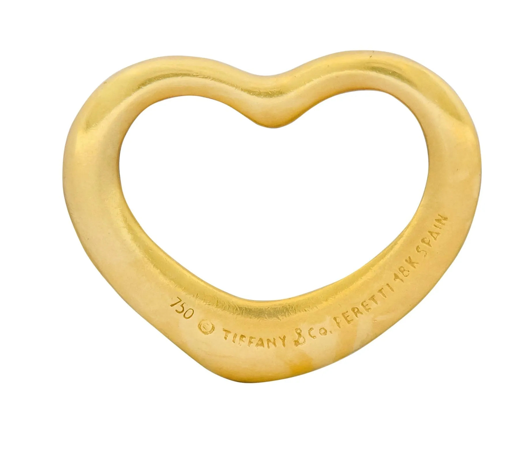 Elsa Peretti Tiffany & Co. Spain 18 Karat Gold 22MM Open Heart Pendant