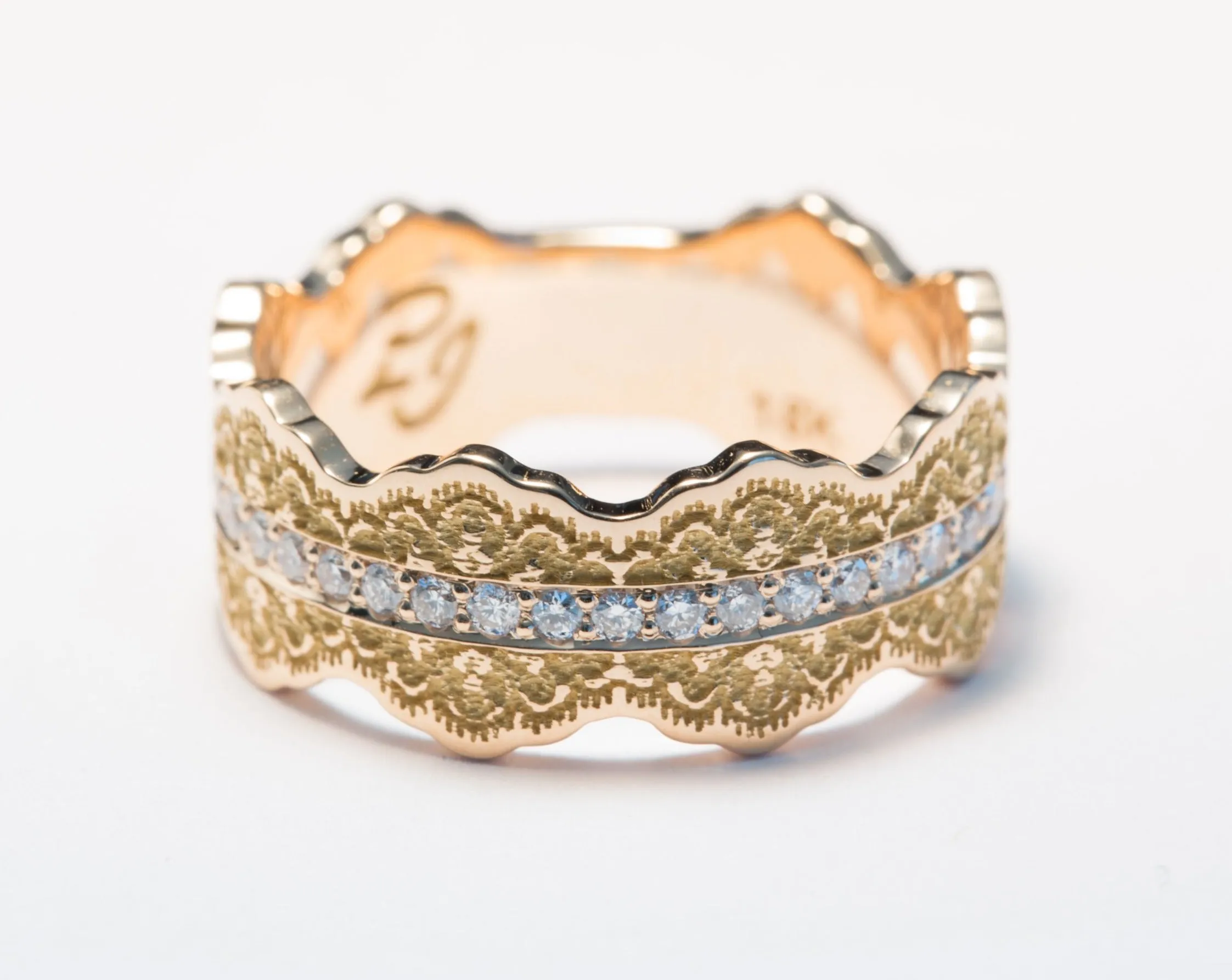 Esme Lace Wedding Ring with Diamonds
