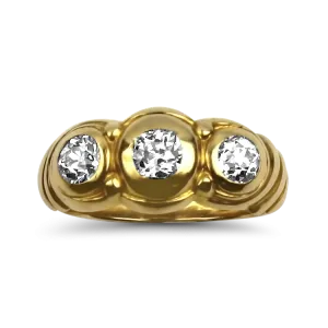 Estate 14K Yellow Gold Antique Old European Cut Diamond Ring