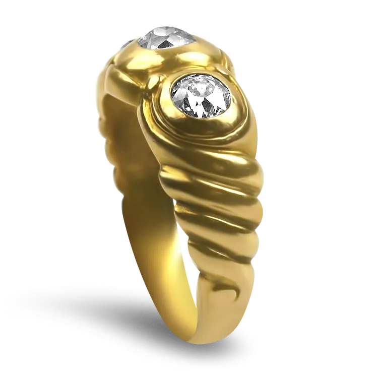 Estate 14K Yellow Gold Antique Old European Cut Diamond Ring