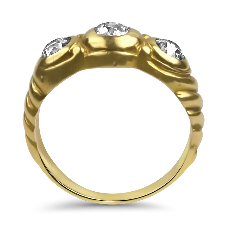 Estate 14K Yellow Gold Antique Old European Cut Diamond Ring
