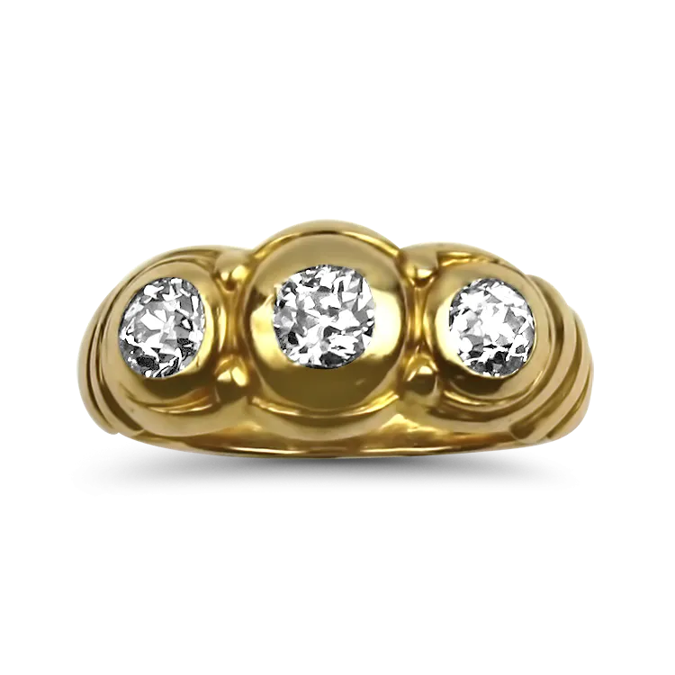 Estate 14K Yellow Gold Antique Old European Cut Diamond Ring