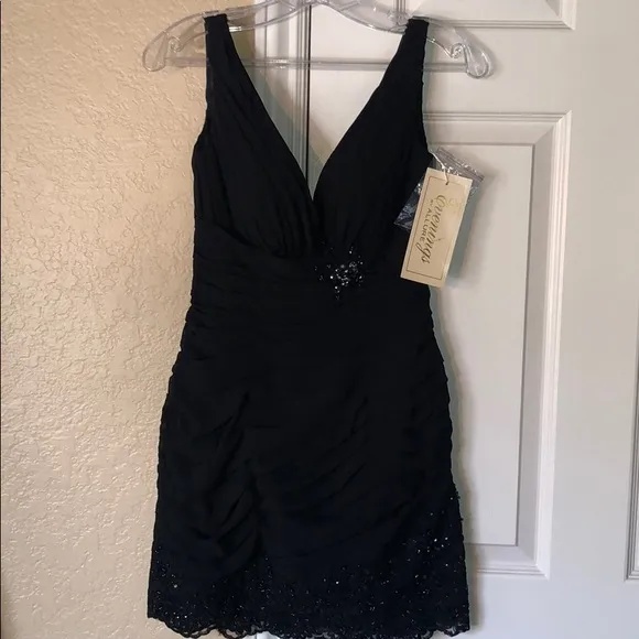 EVENINGS BY ALLURE LITTLE BLACK DRESS BEADS &amp; LACE