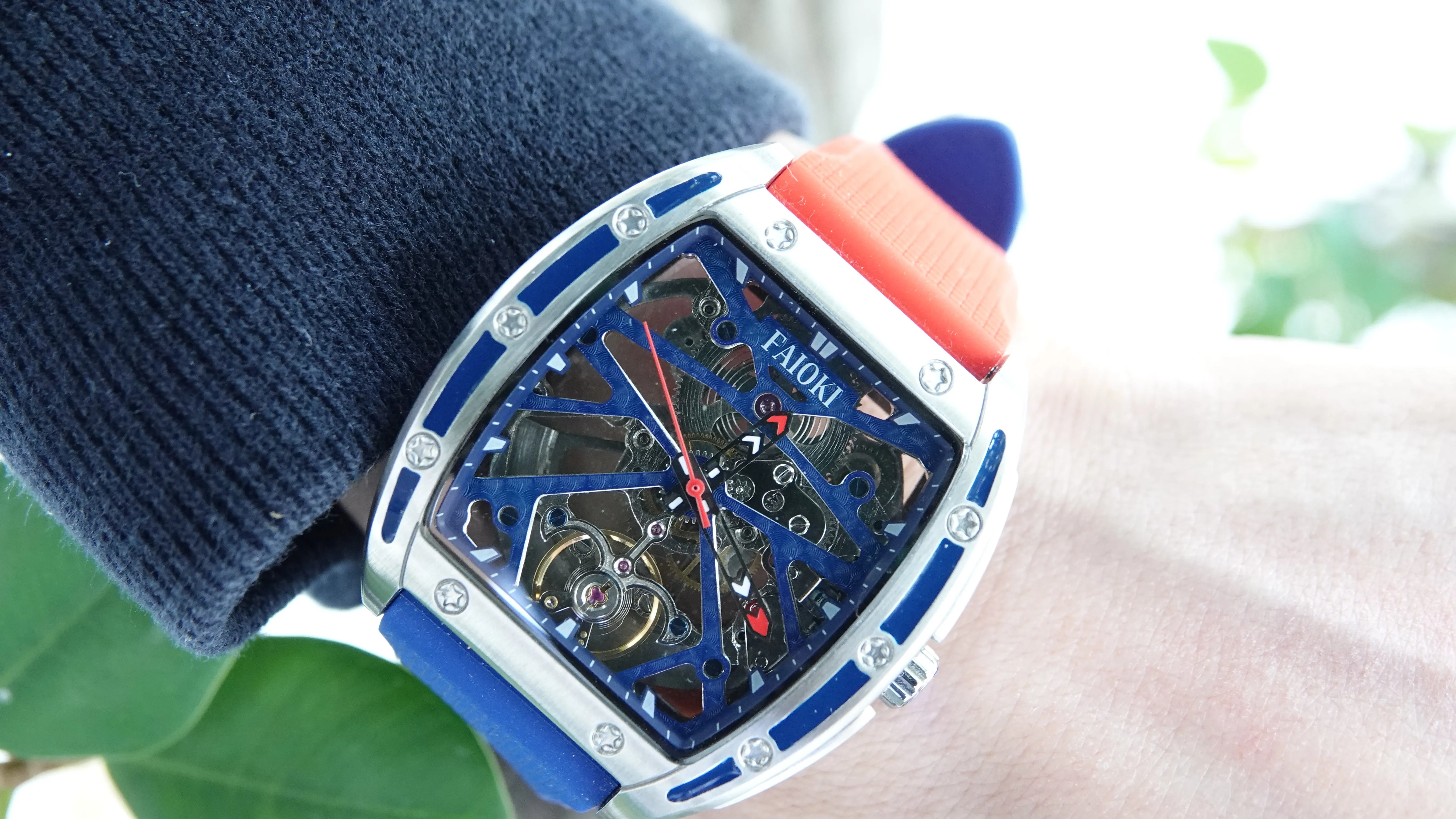 Faioki LIMITED EDITION Tourbillon style "United Faioki" Skeleton Automatic watch 45mm long 40mm wide