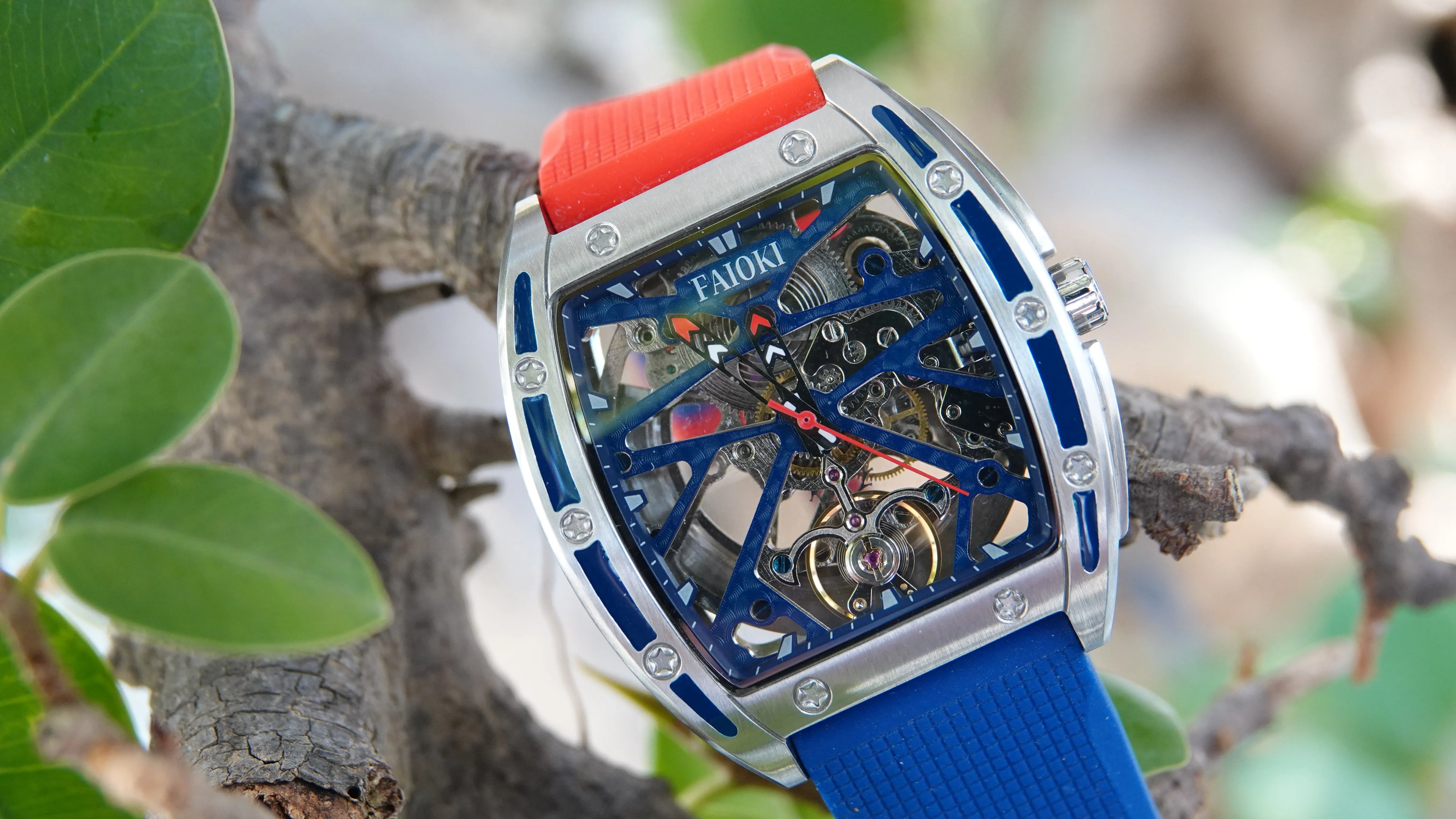 Faioki LIMITED EDITION Tourbillon style "United Faioki" Skeleton Automatic watch 45mm long 40mm wide