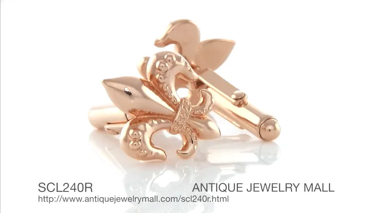 Fleur De Lis Cufflinks in Sterling Silver with Rose Gold Finish