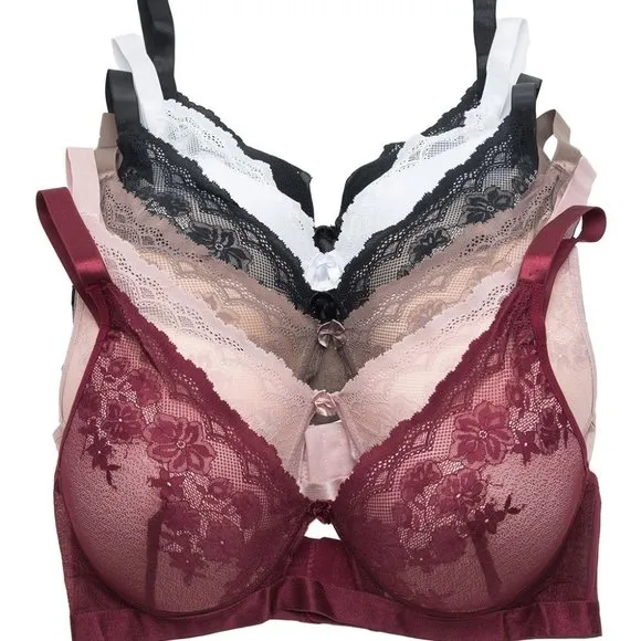 Floral Lace Underwire Push-Up Bra Set