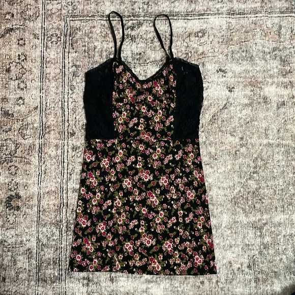 Free People Black Floral Chemise