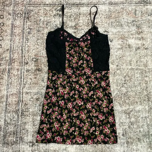 Free People Black Floral Chemise