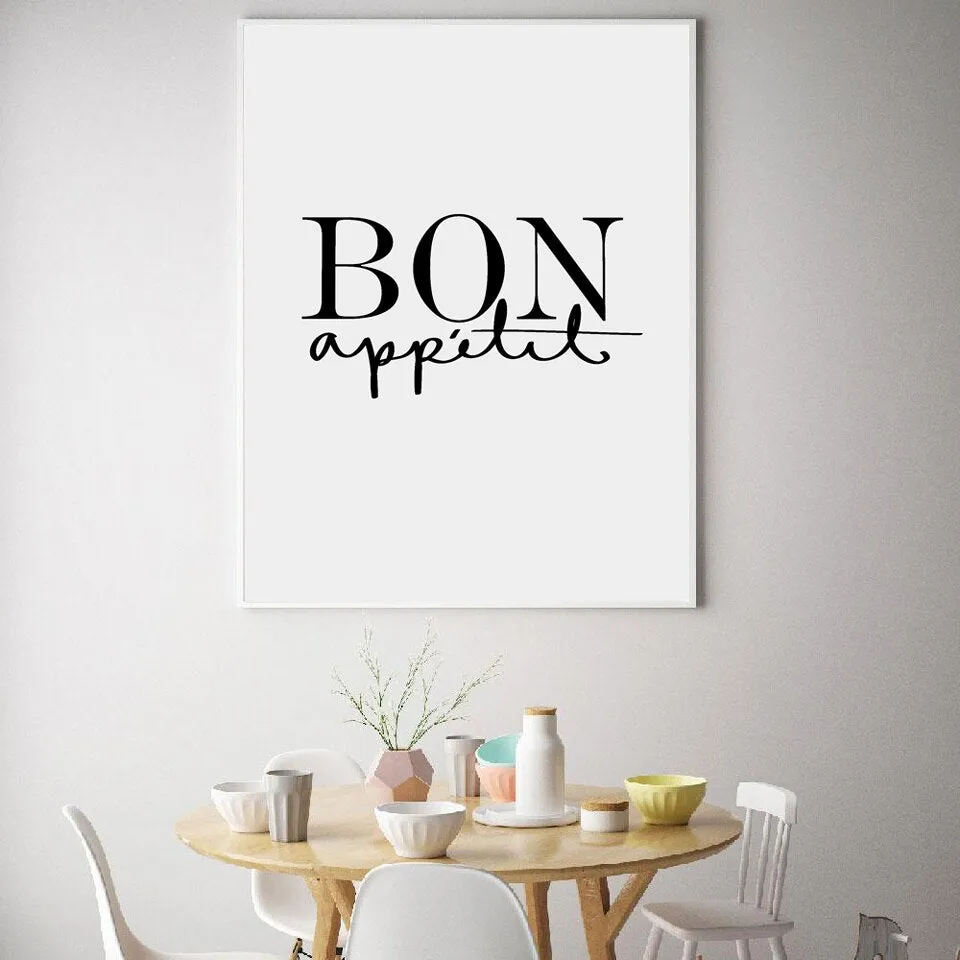 French Kitchen Art Decor Bon Appetite Posters Wall Art