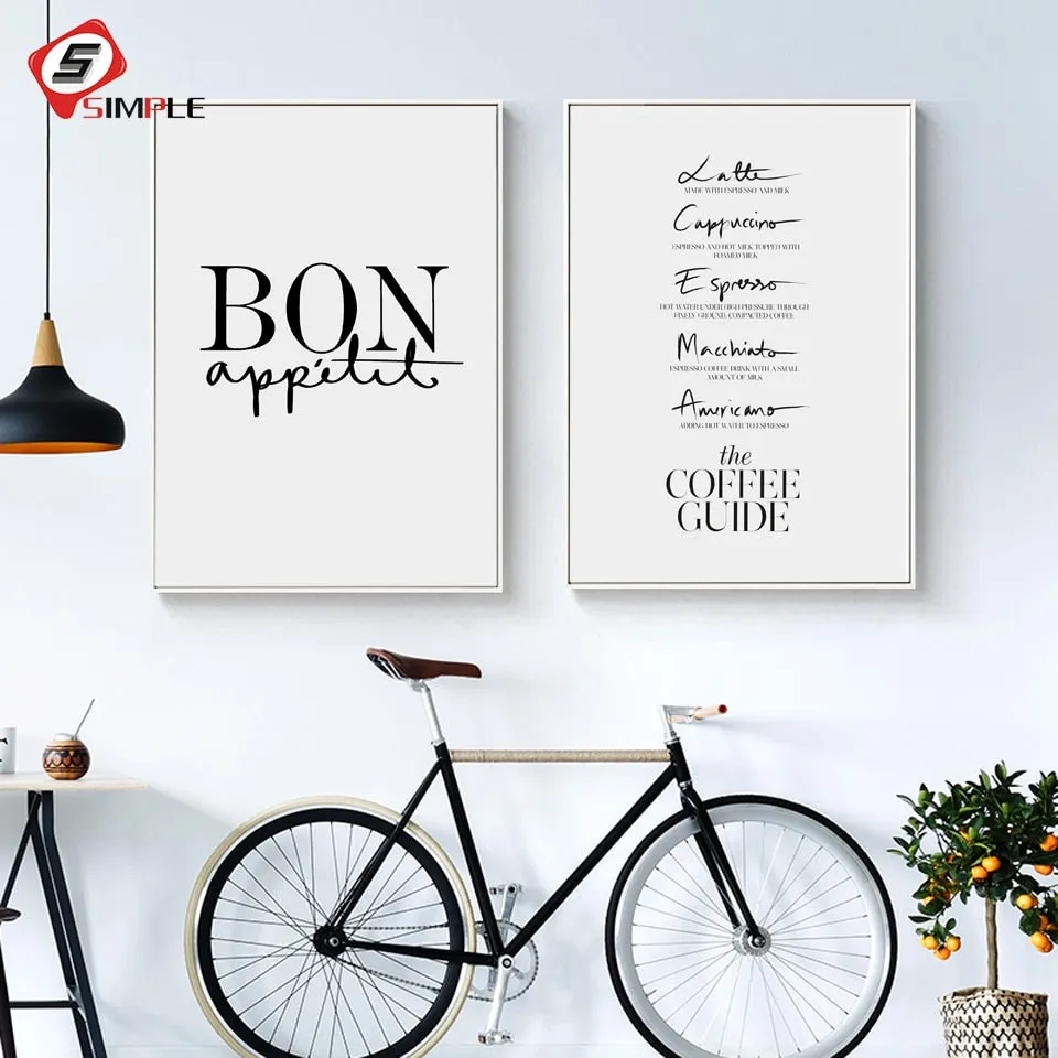 French Kitchen Art Decor Bon Appetite Posters Wall Art