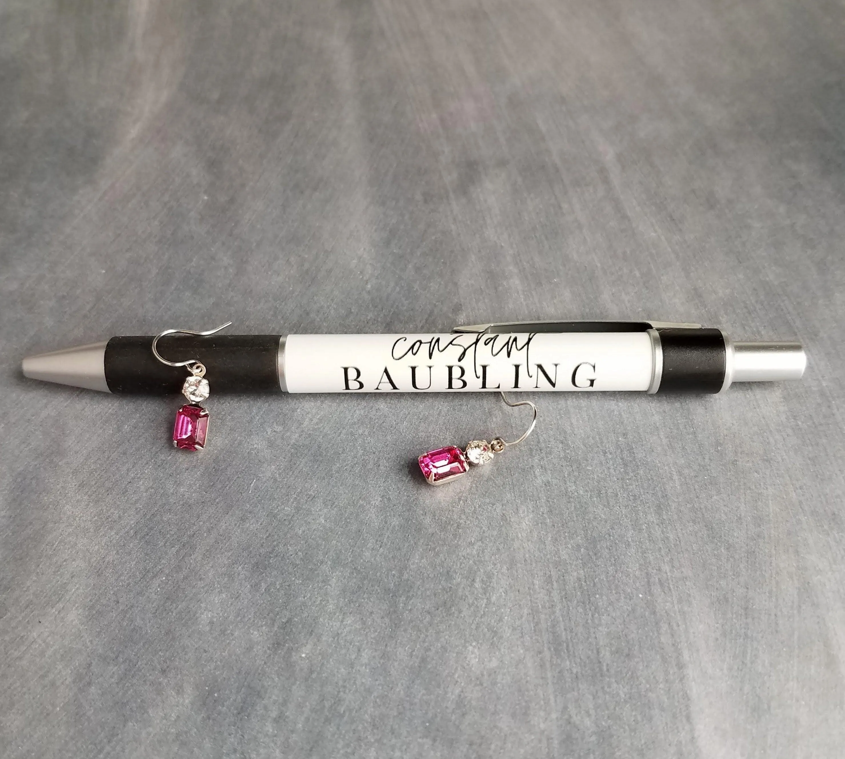 Fuchsia Crystal Earrings, hot pink earring, pink purple earring, rectangle stone earring crystal dangle earring small silver vintage earring