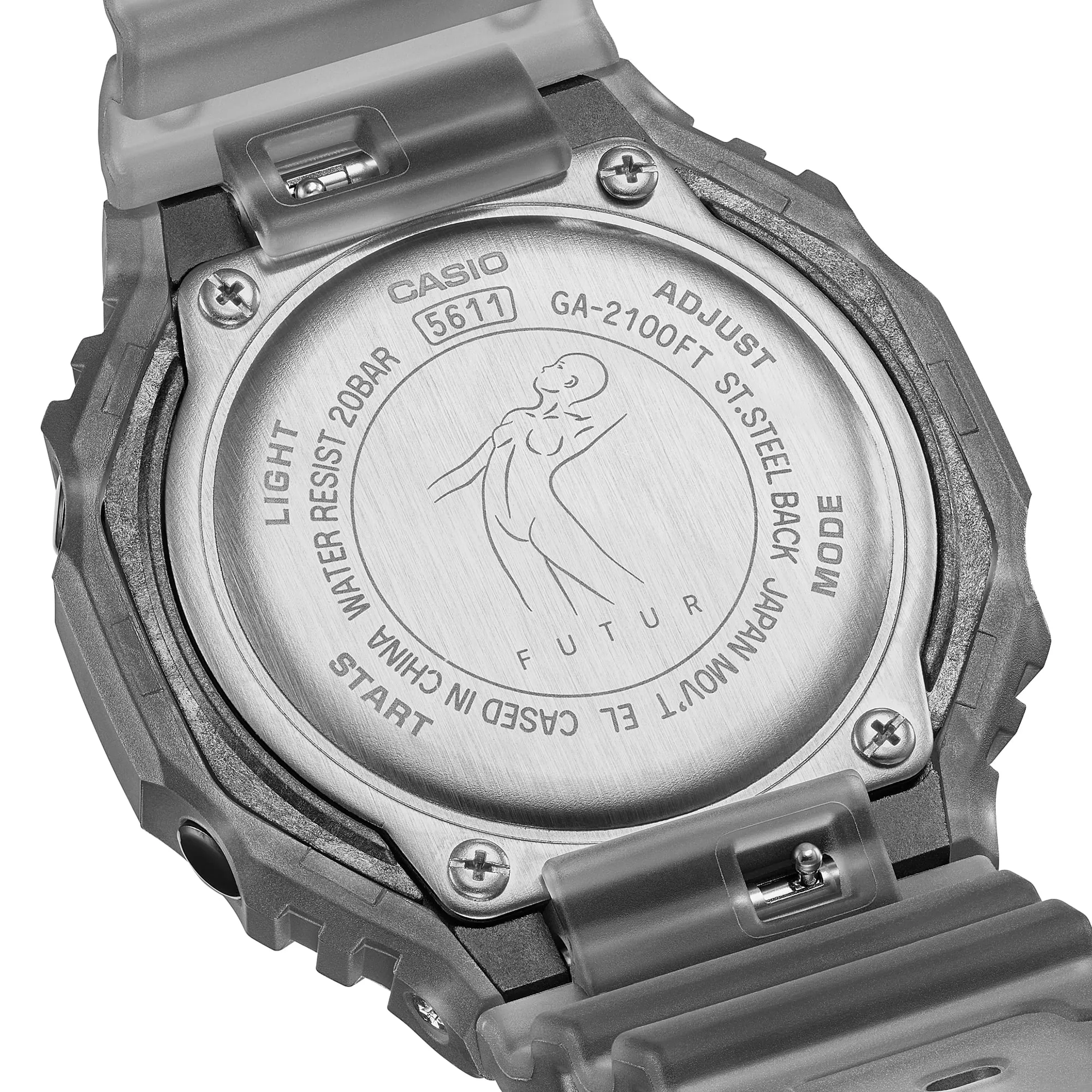 G SHOCK DUO FUTURE CARBON CORE, ALARM, S/W, 200M BLACK TRANSPARENT RESIN BAND