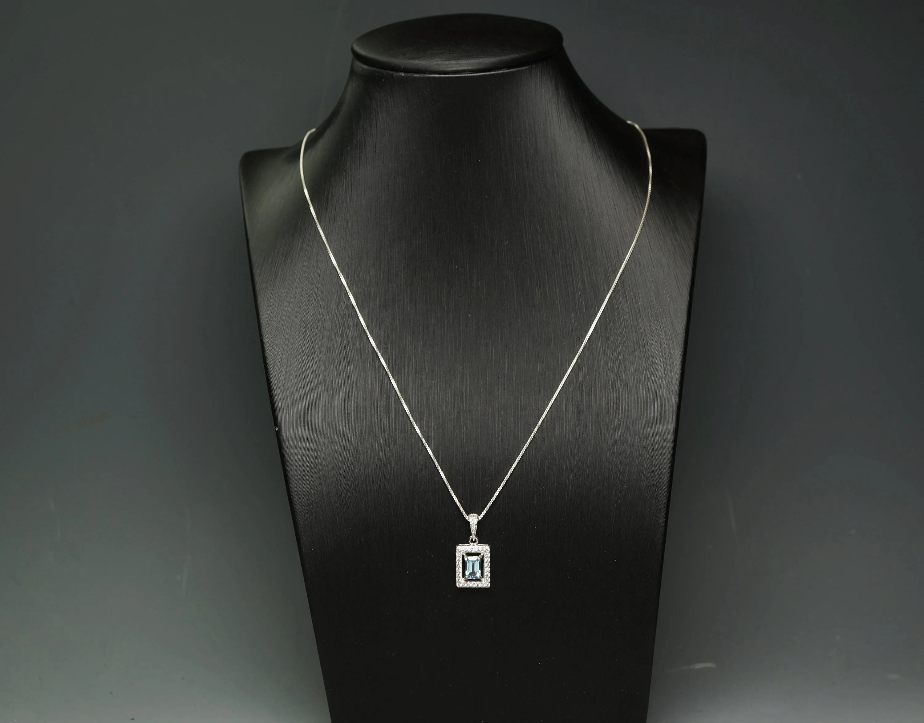 Genuine Rectangle Topaz Necklace, Rose Gold  Minimalist Sterling Silver Box Chain Solitaire Natural Topaz Pendant