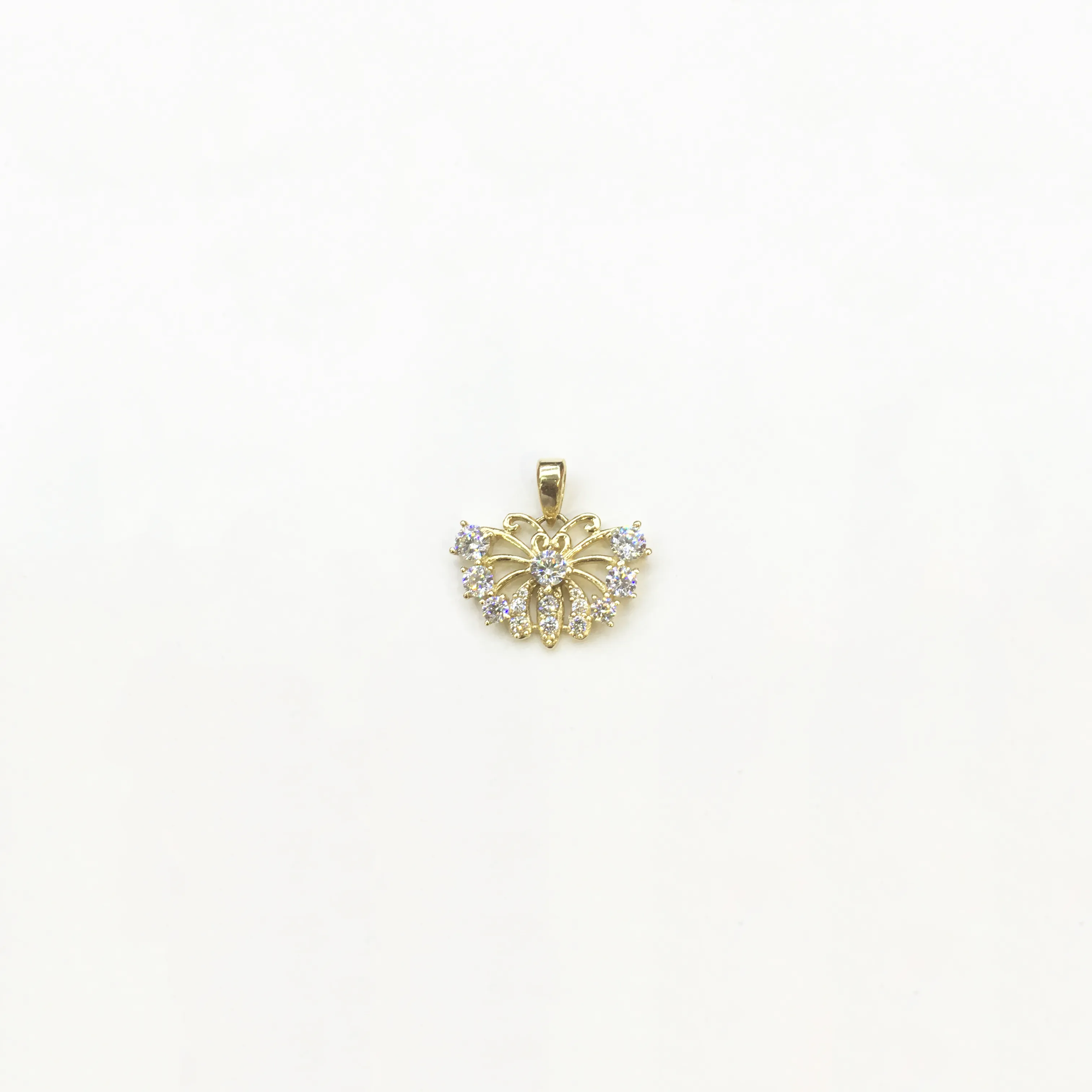 Glamorous Butterfly CZ Pendant (14K)