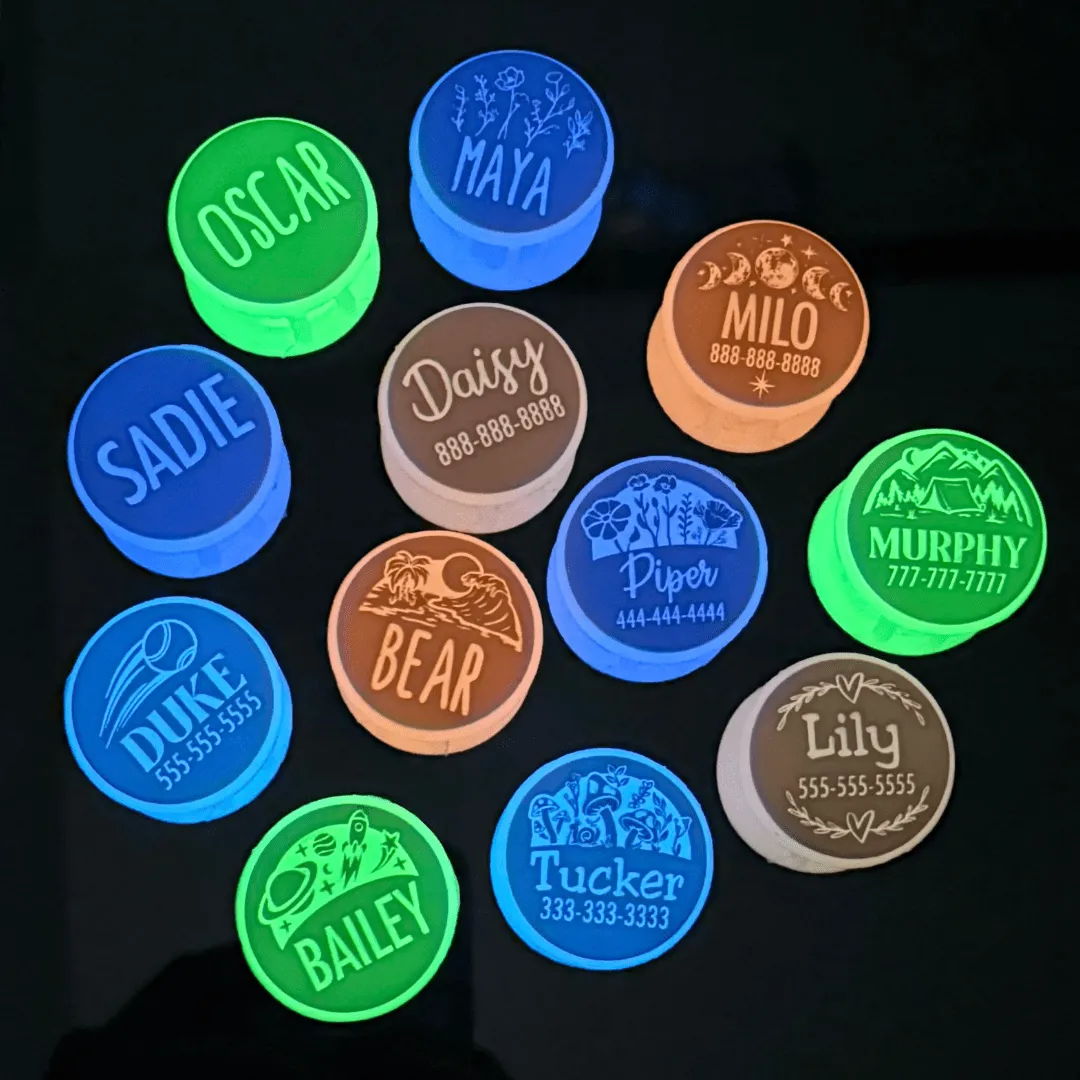 Glow In The Dark Slide-On Pet ID Tag | Custom Design