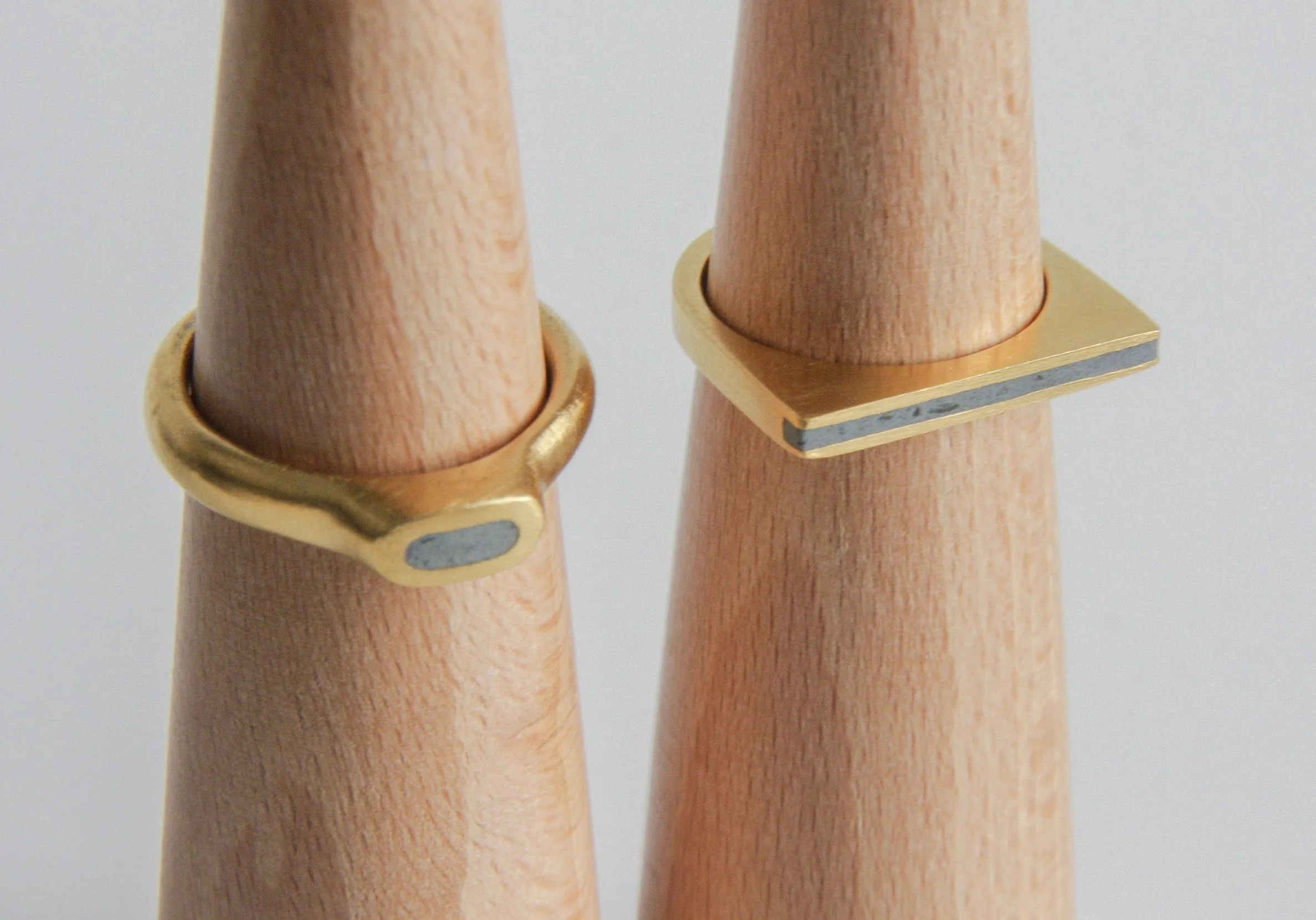 Gold and Concrete Oval Ring