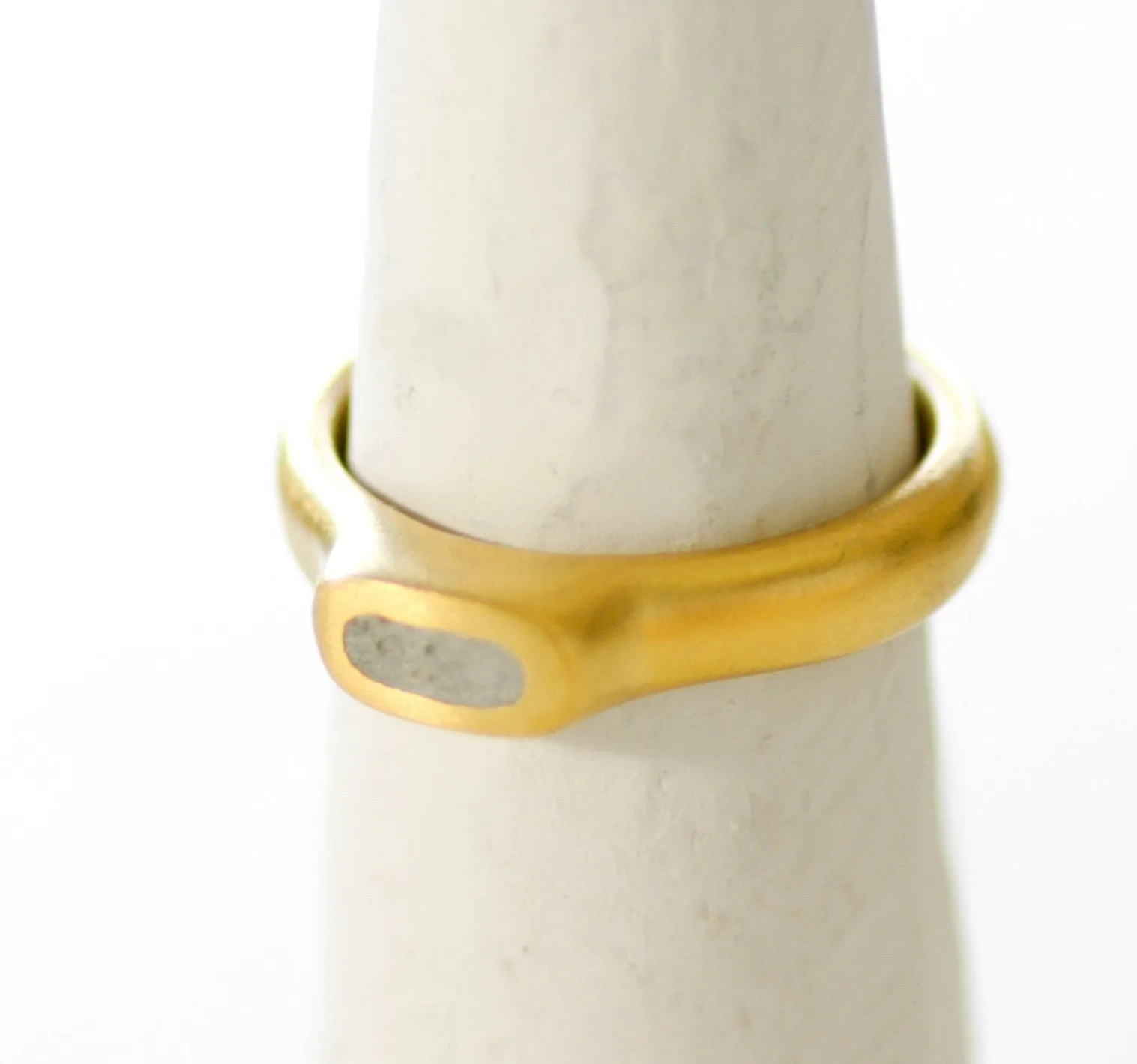 Gold and Concrete Oval Ring