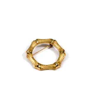 Gold Tone Bamboo Wreath Brooch by Avon