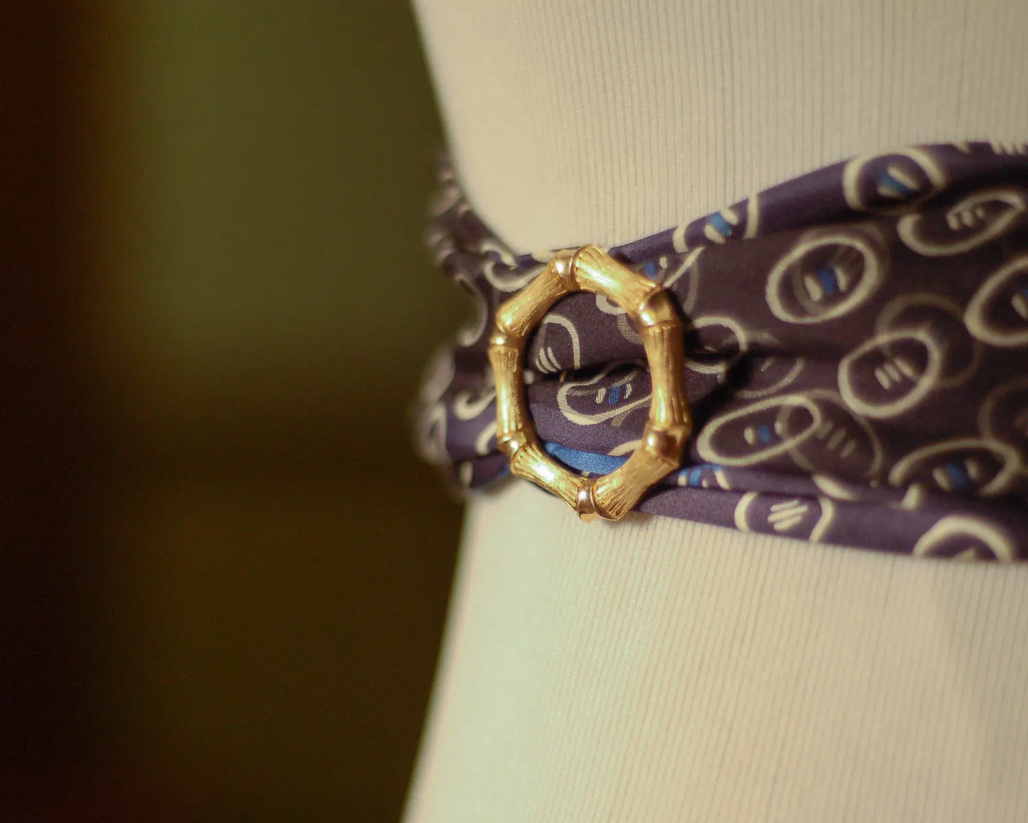 Gold Tone Bamboo Wreath Brooch by Avon