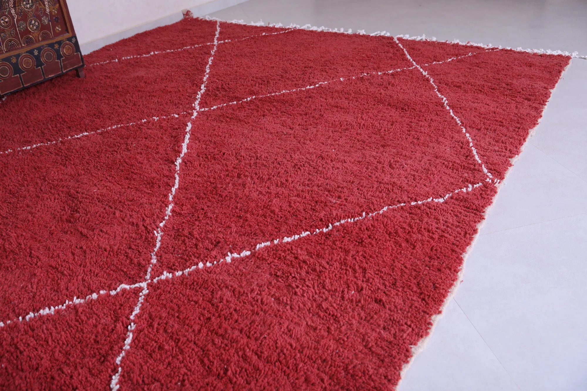 Handmade red berber Rug - Moroccan all wool rug - Custom Rug