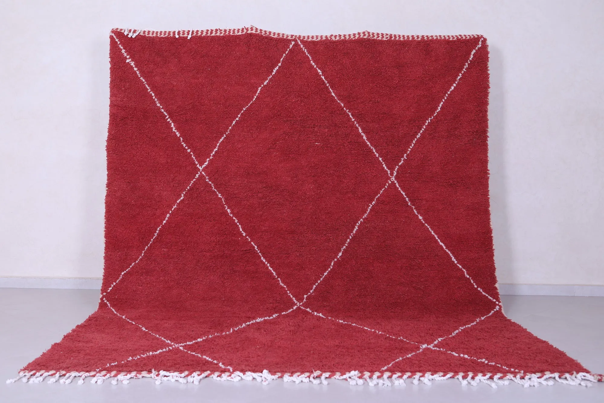 Handmade red berber Rug - Moroccan all wool rug - Custom Rug
