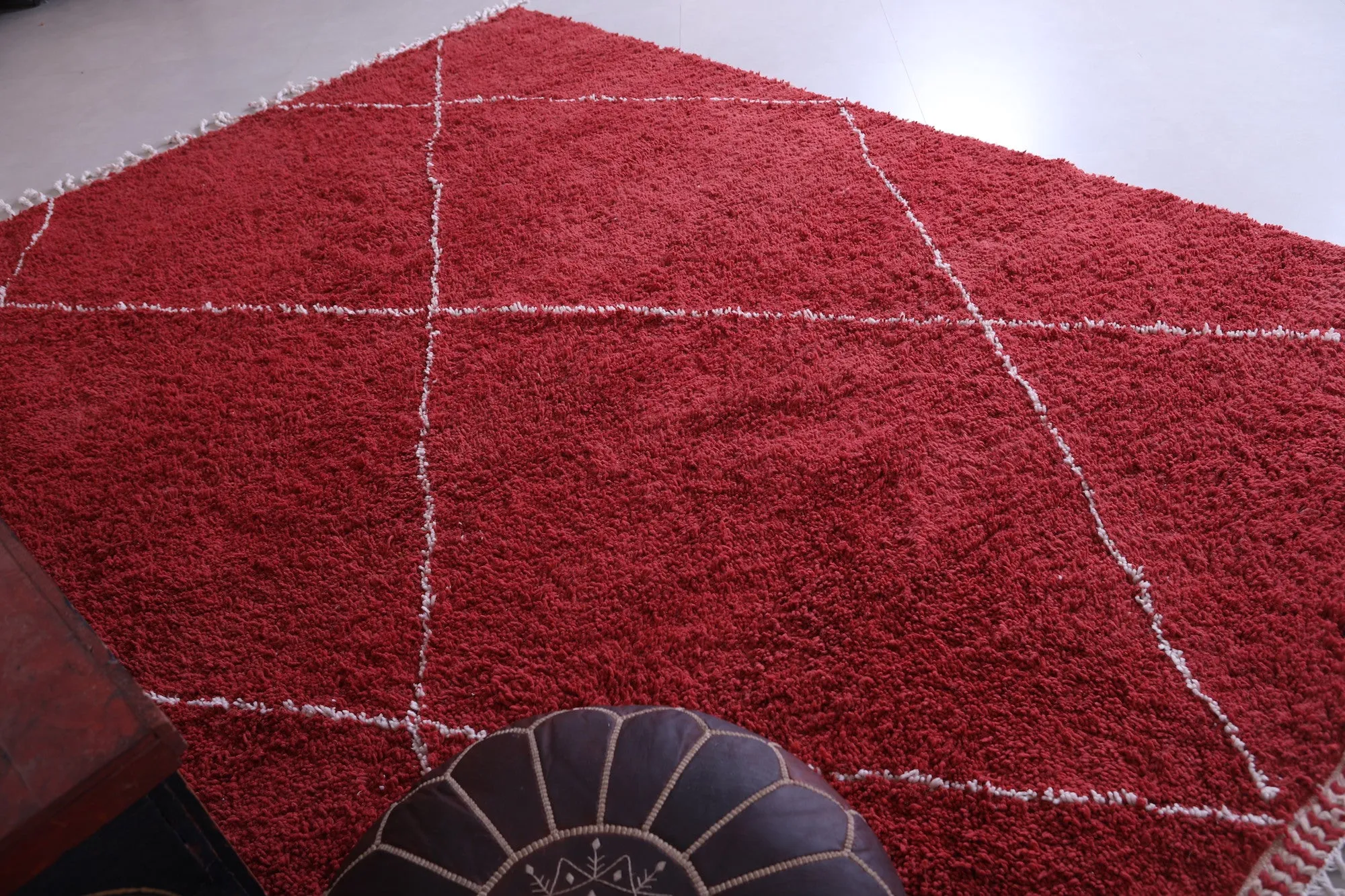 Handmade red berber Rug - Moroccan all wool rug - Custom Rug