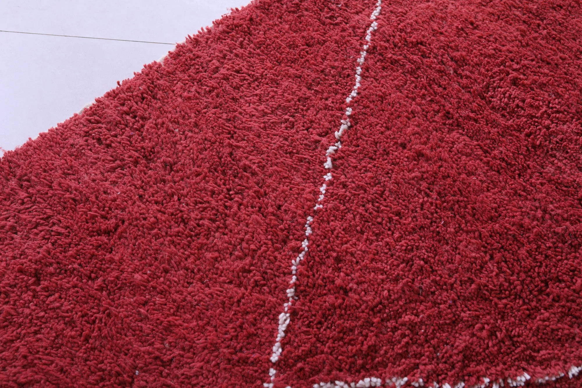 Handmade red berber Rug - Moroccan all wool rug - Custom Rug
