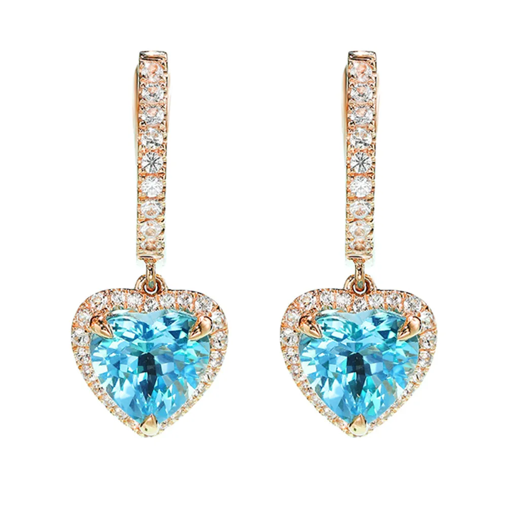 Hear Cut Topaz Dangle Hoop Earrings