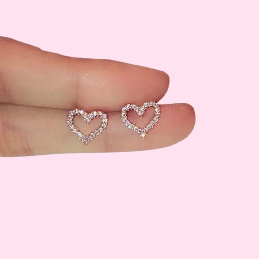 Heart Zircon Stud Earrings