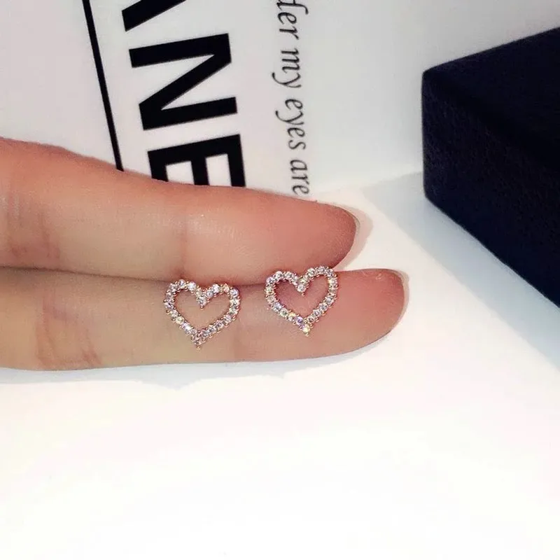 Heart Zircon Stud Earrings