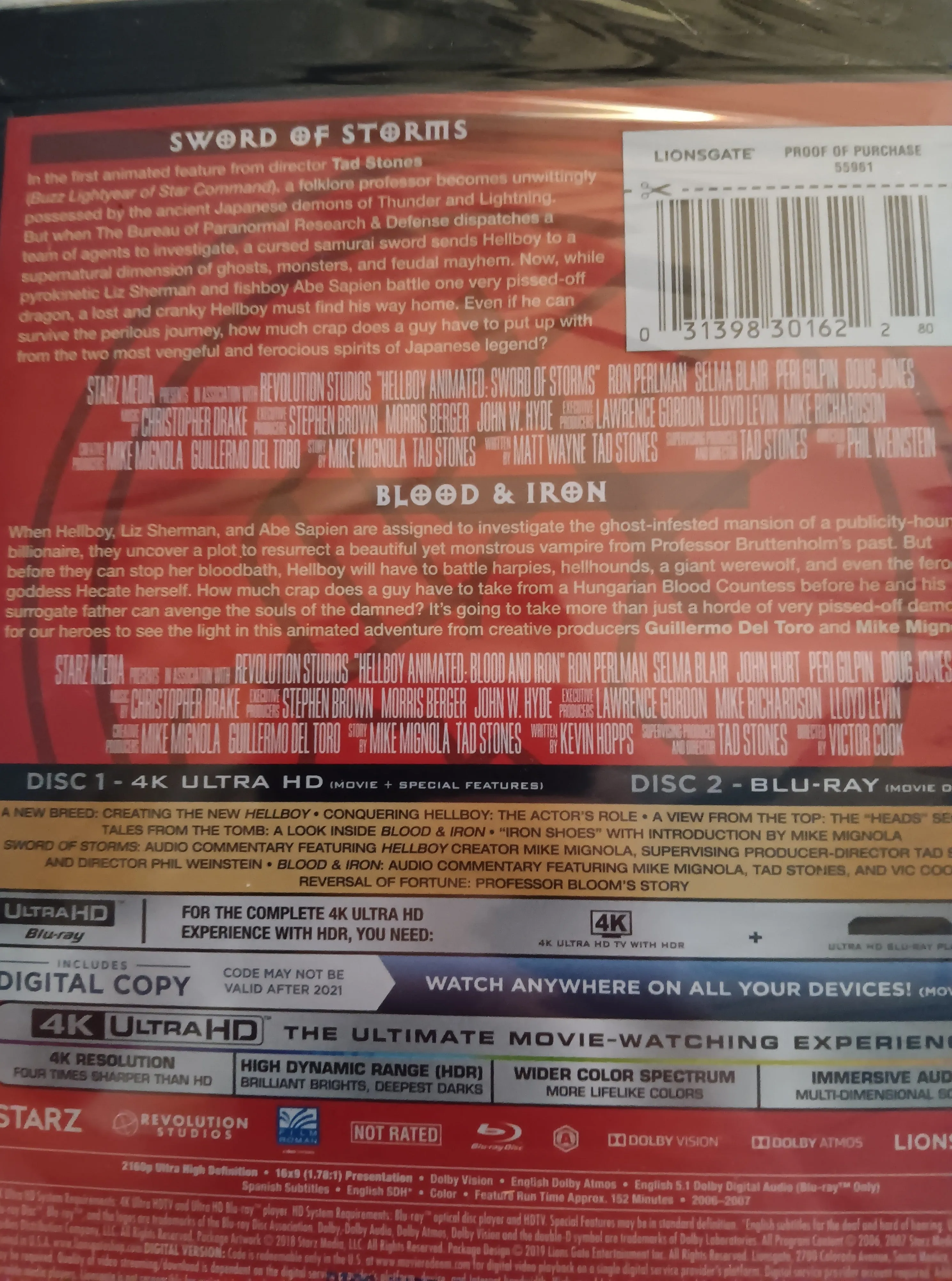 Hellboy Animated Sword of Storms   Blood and Iron [4K ULTRA HD BLU-RAY   DOWNLOAD CODE]