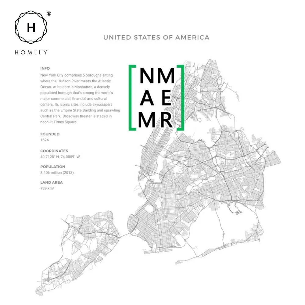 Homlly City View Minimalist Black Line Art Road Map Wall Poster