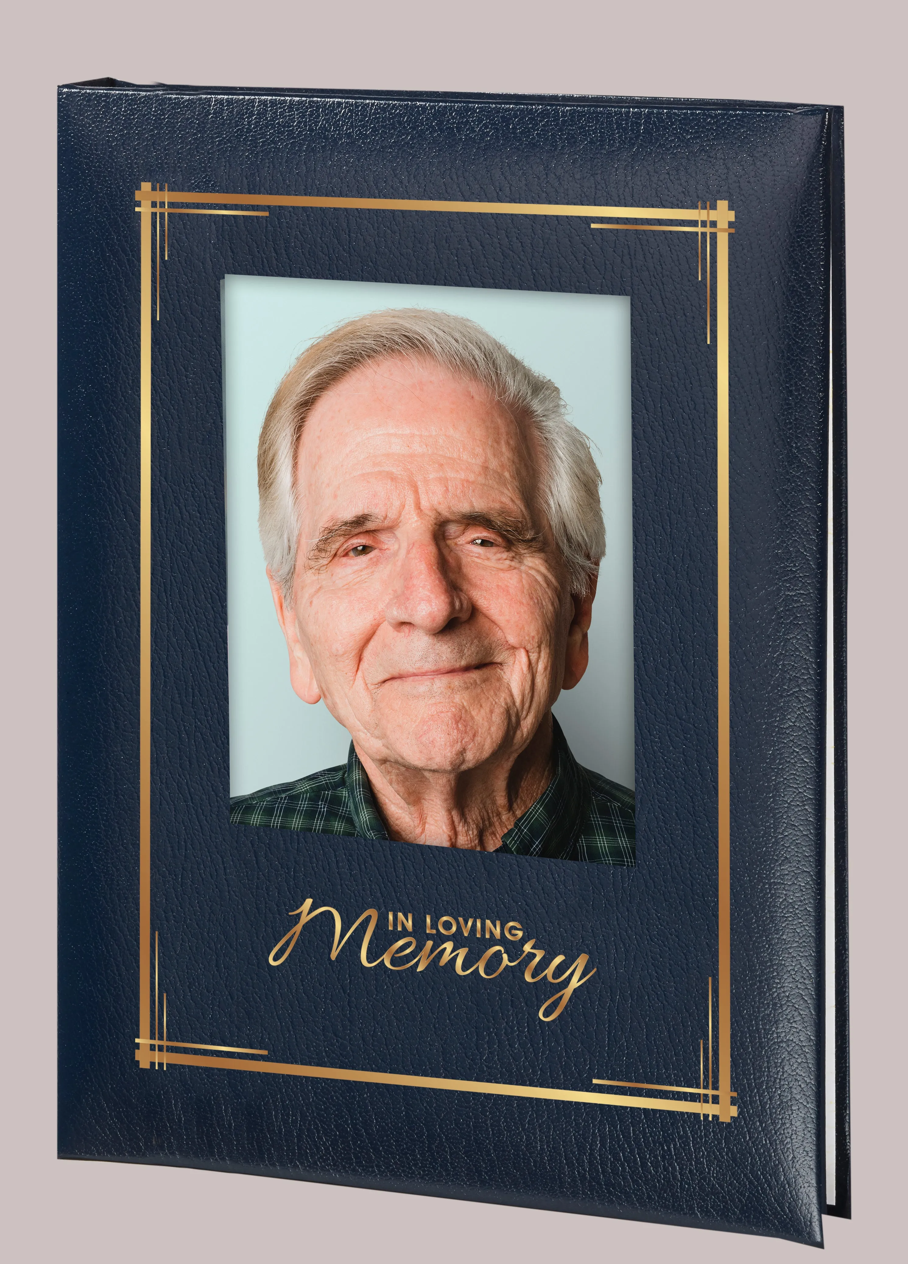 In Loving Memory Picture Frame Memorial Guest Book -6 Ring-STFB105-Blue