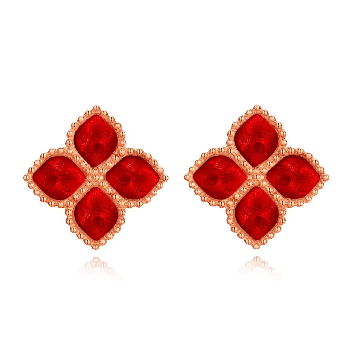 Joory / Earrings Red Rose Gold