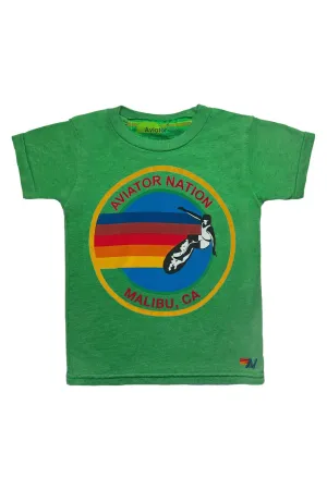 KIDS AVIATOR NATION MALIBU TEE - KELLY GREEN
