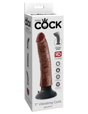 King Cock 7" Vibrating Cock - Brown