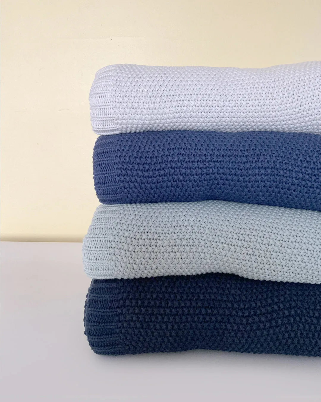 Knit Large Throw - Blue