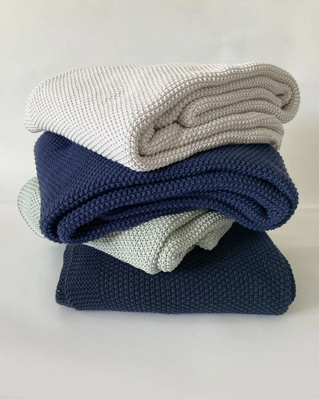 Knit Large Throw - Blue