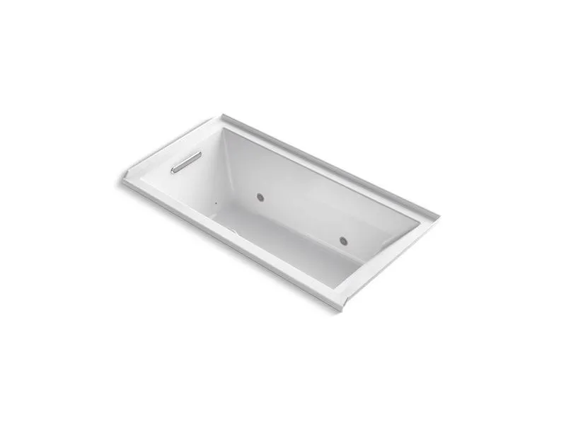 KOHLER K-1167-LGCR-0 Underscore Rectangle 60" x 30" alcove BubbleMassage(TM) Air Bath with integral flange, left-hand drain and chromatherapy