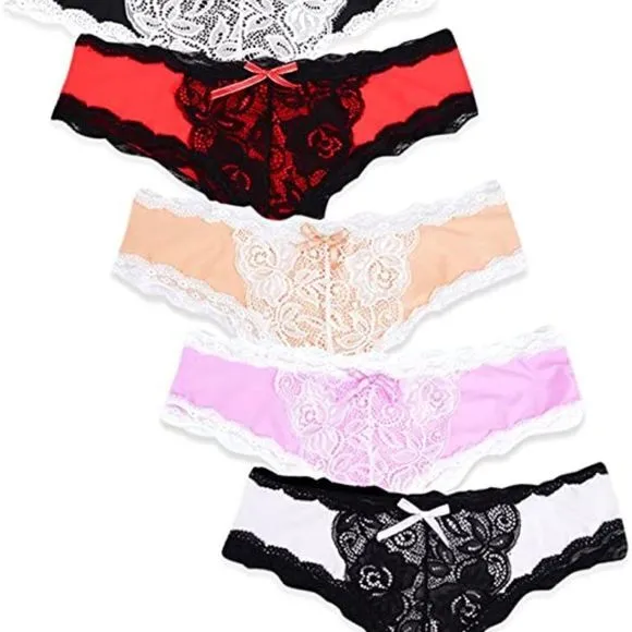 KUKOME Women's Lace Underwear Birefs Soft Hipster Panties Comfort Bikini