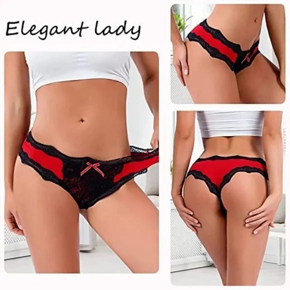 KUKOME Women's Lace Underwear Birefs Soft Hipster Panties Comfort Bikini