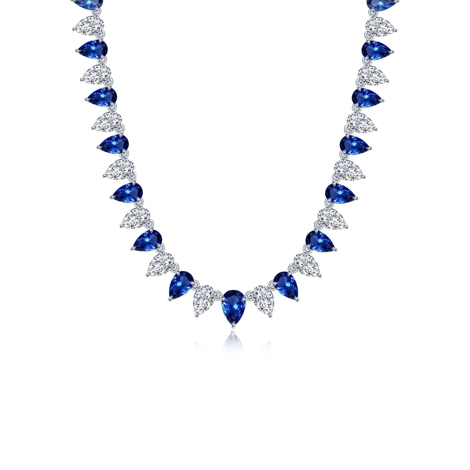 Lafonn 38 Carat Fancy Lab-Grown Sapphire & Simulated Diamond Pear Cut Tennis Choker Necklace