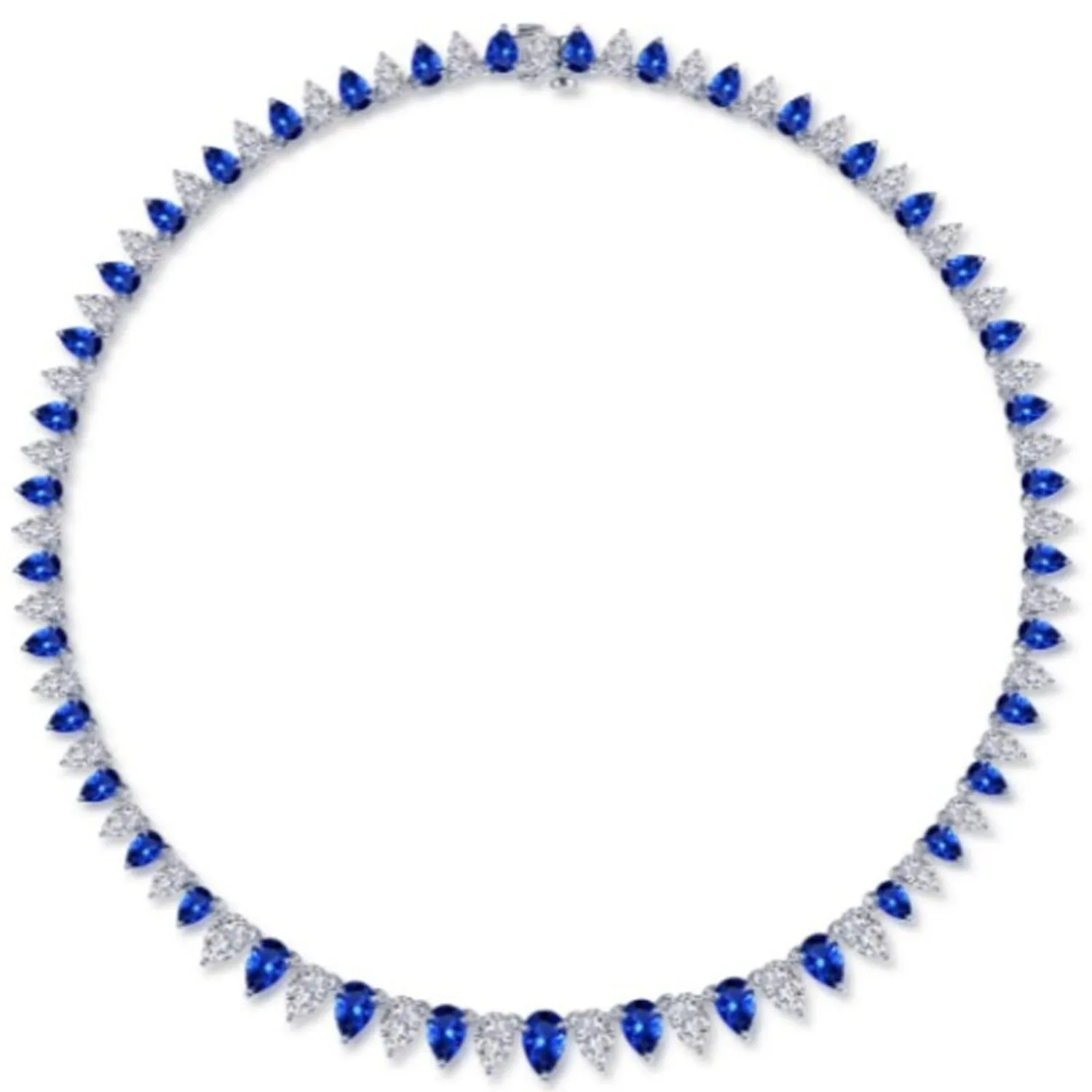 Lafonn 38 Carat Fancy Lab-Grown Sapphire & Simulated Diamond Pear Cut Tennis Choker Necklace