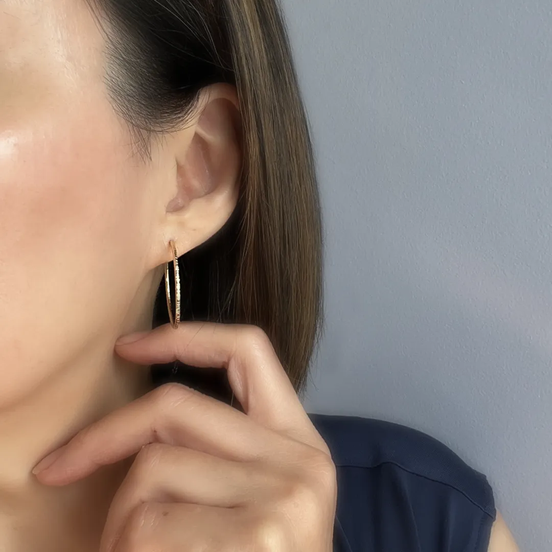 Large Sterling Silver Textured Hoop Post Earrings