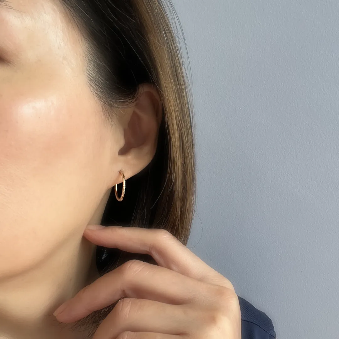 Large Sterling Silver Textured Hoop Post Earrings